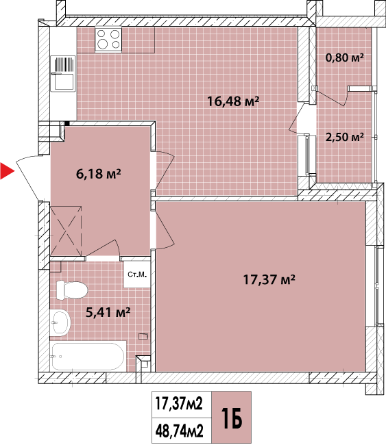 1-кімнатна 47.64 м² в ЖК Сирецькі сади від 36 270 грн/м², Київ