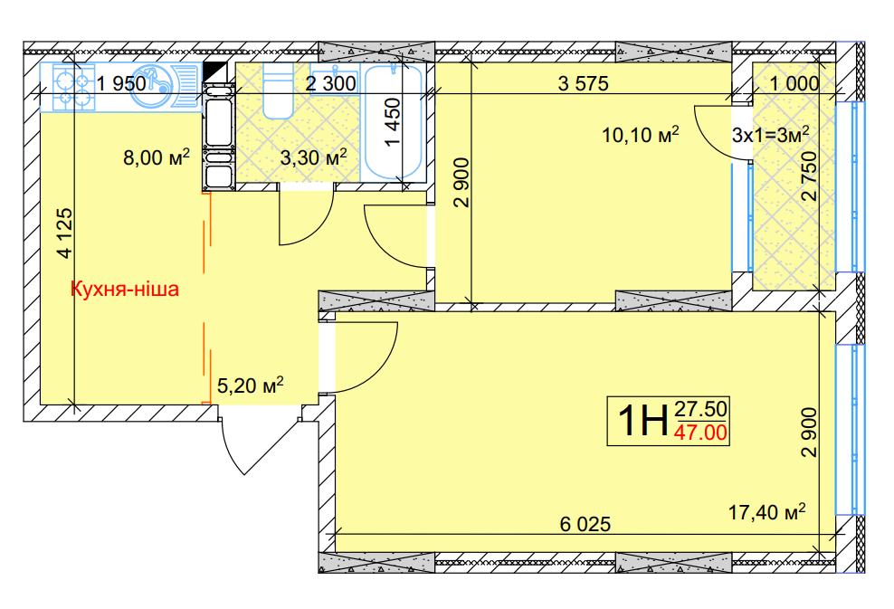 2-кімнатна 47 м² в ЖК Квітень від 24 000 грн/м², Київ