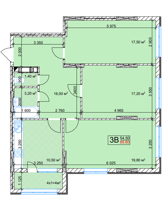 3-кімнатна 89.6 м² в ЖК Квітень від 24 000 грн/м², Київ