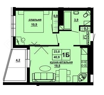 1-кімнатна 40.9 м² в ЖК Домініканський від 22 550 грн/м², Тернопіль