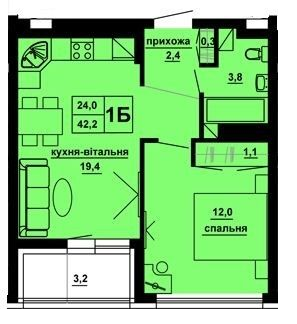 1-кімнатна 42.2 м² в ЖК Домініканський від 22 550 грн/м², Тернопіль