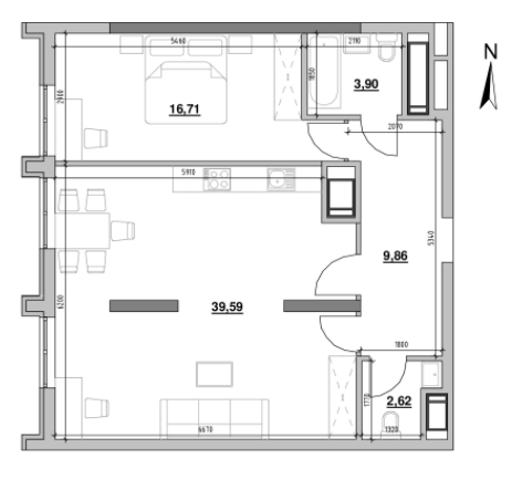 1-кімнатна 72.68 м² в ЖК Nordica Residence від 63 142 грн/м², Київ