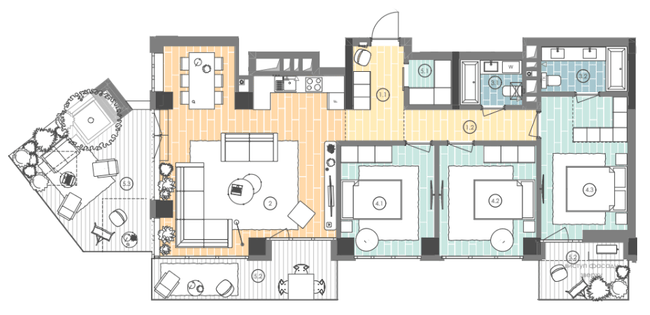 3-комнатная 113.3 м² в ЖК UNIT.Home от 71 100 грн/м², Киев