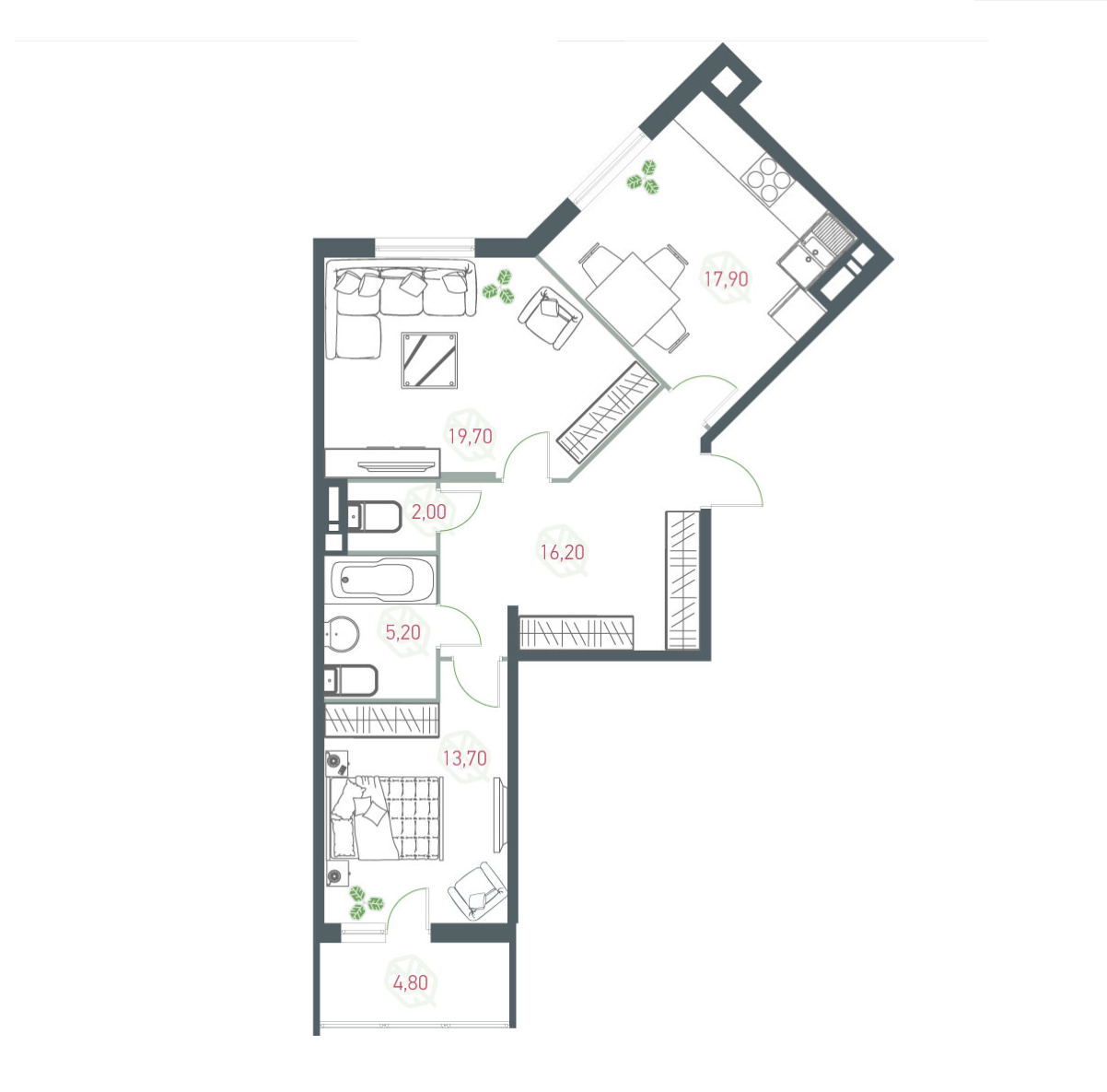2-кімнатна 79.5 м² в ЖК Озерний гай (Гатне) від 19 071 грн/м², с. Гатне