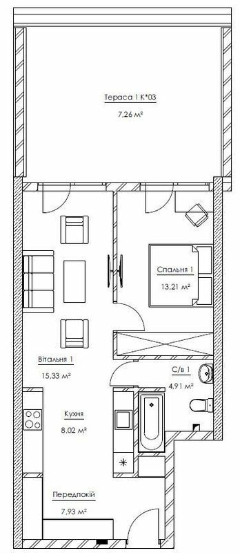 2-комнатная 56.66 м² в ЖК Franklin Concept House от 55 701 грн/м², Киев