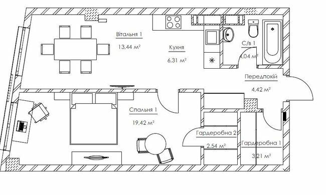 2-комнатная 53.38 м² в ЖК Franklin Concept House от 55 701 грн/м², Киев