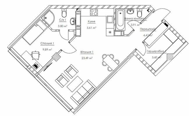 2-кімнатна 56.77 м² в ЖК Franklin Concept House від 55 701 грн/м², Київ