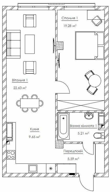 2-комнатная 62.36 м² в ЖК Franklin Concept House от 55 701 грн/м², Киев