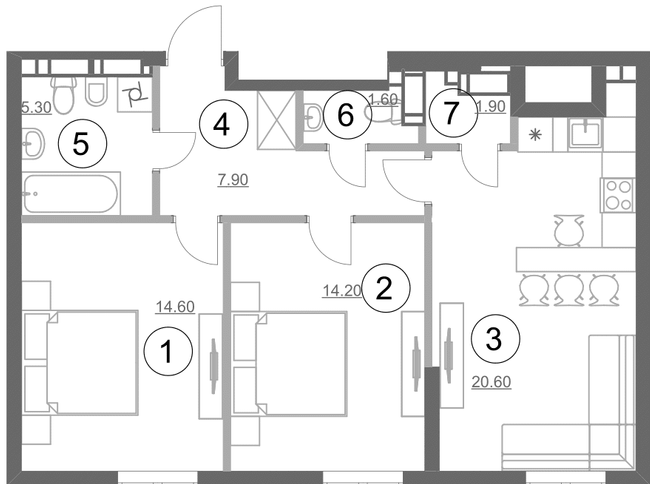 2-комнатная 66.1 м² в ЖК Greenville Park от 63 250 грн/м², Киев