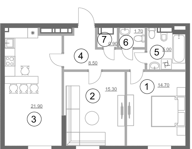 2-кімнатна 68 м² в ЖК Greenville Park від 48 350 грн/м², Київ