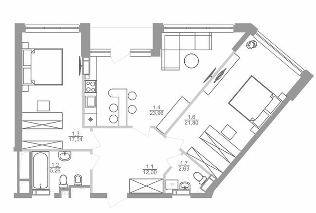 2-комнатная 84.86 м² в ЖК Greenville на Печерске от 53 650 грн/м², Киев