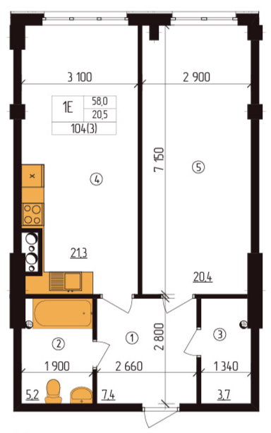 1-комнатная 58 м² в ЖК Henesi House от 31 900 грн/м², Киев