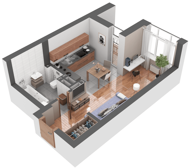 1-кімнатна 29.84 м² в ЖК Гранд Бурже від 19 938 грн/м², м. Буча