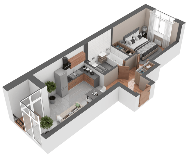 1-кімнатна 39.99 м² в ЖК Гранд Бурже від 20 938 грн/м², м. Буча