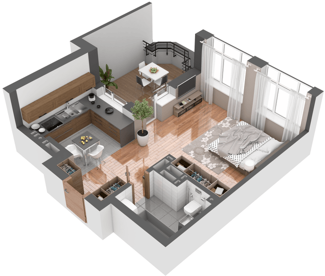 1-комнатная 42.63 м² в ЖК Гранд Бурже от 23 985 грн/м², г. Буча