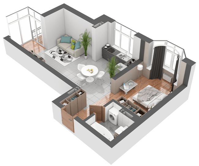 1-комнатная 50.84 м² в ЖК Гранд Бурже от 25 470 грн/м², г. Буча