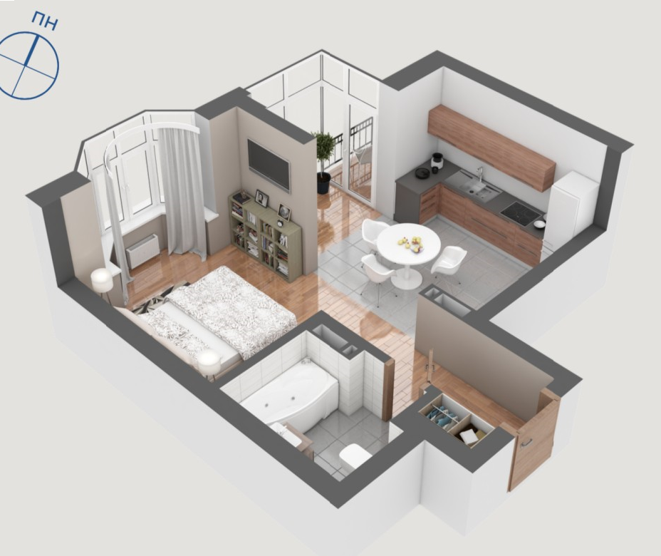 1-кімнатна 41.5 м² в ЖК Гранд Бурже від 23 985 грн/м², м. Буча