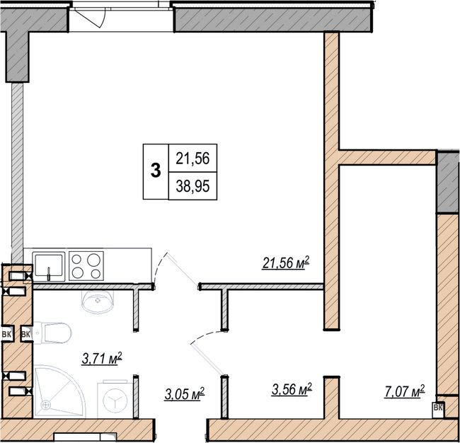 1-комнатная 38.95 м² в ЖК MANCHESTER PARK от 21 200 грн/м², Киев
