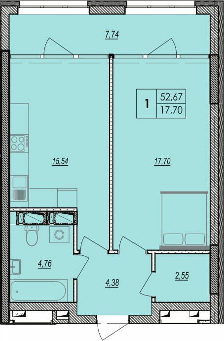 1-кімнатна 52.67 м² в ЖК Olympic Park від 27 000 грн/м², Київ