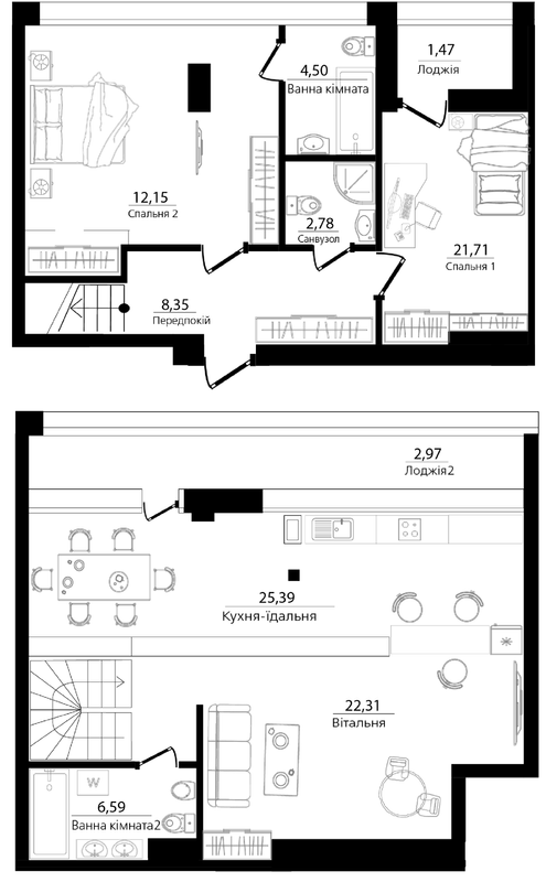 Двухуровневая 108.22 м² в ЖК Philadelphia Concept House от 96 250 грн/м², Киев