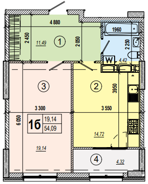 1-комнатная 54.09 м² в ЖК Podil Plaza & Residence от 47 250 грн/м², Киев