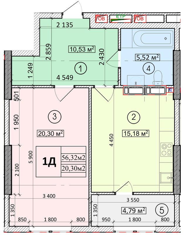 1-кімнатна 56.32 м² в ЖК Podil Plaza & Residence від 62 000 грн/м², Київ