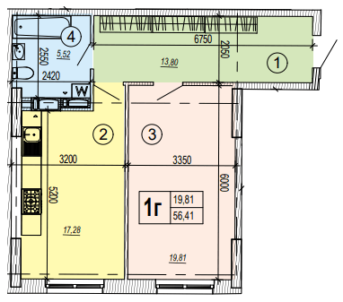 1-кімнатна 56.41 м² в ЖК Podil Plaza & Residence від 50 000 грн/м², Київ