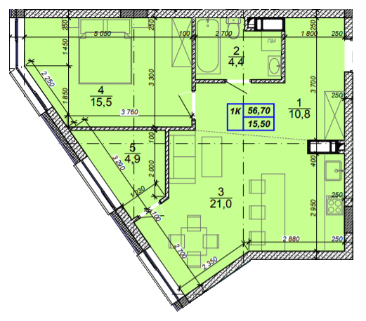 1-кімнатна 56.7 м² в ЖК Podil Plaza & Residence від 40 000 грн/м², Київ