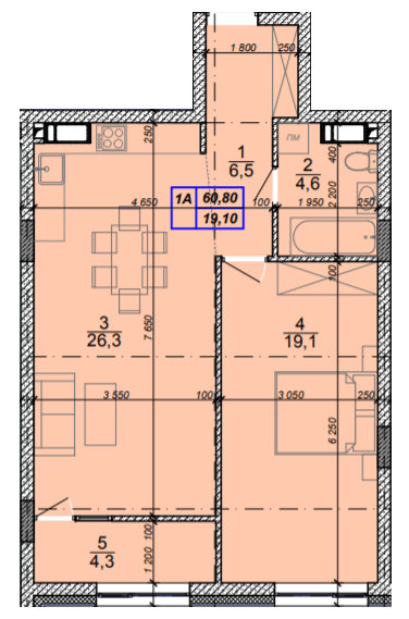 1-комнатная 60.8 м² в ЖК Podil Plaza & Residence от 40 000 грн/м², Киев