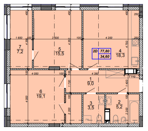 2-кімнатна 77.8 м² в ЖК Podil Plaza & Residence від 38 000 грн/м², Київ