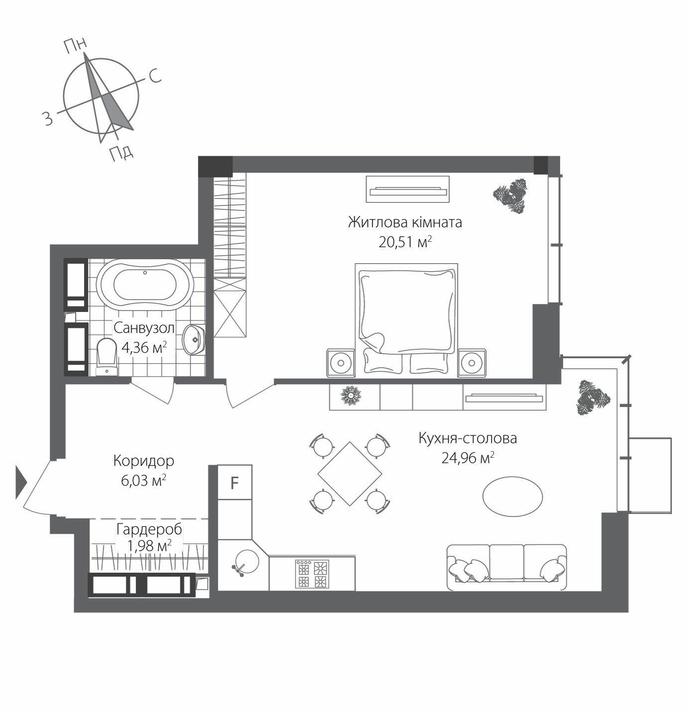 2-кімнатна 57.84 м² в ЖК RiverStone від 52 350 грн/м², Київ