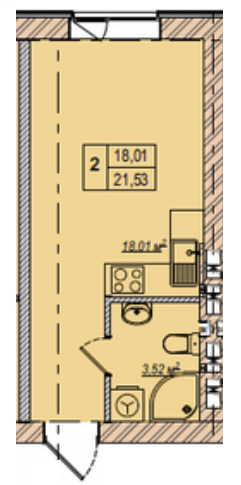 1-комнатная 21.53 м² в ЖК Wood Park от 19 700 грн/м², Киев