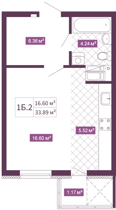 1-комнатная 33.89 м² в ЖК Голосеевский от 48 150 грн/м², Киев
