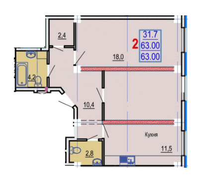 2-комнатная 63 м² в ЖК Gaudi Hall от 17 500 грн/м², Харьков