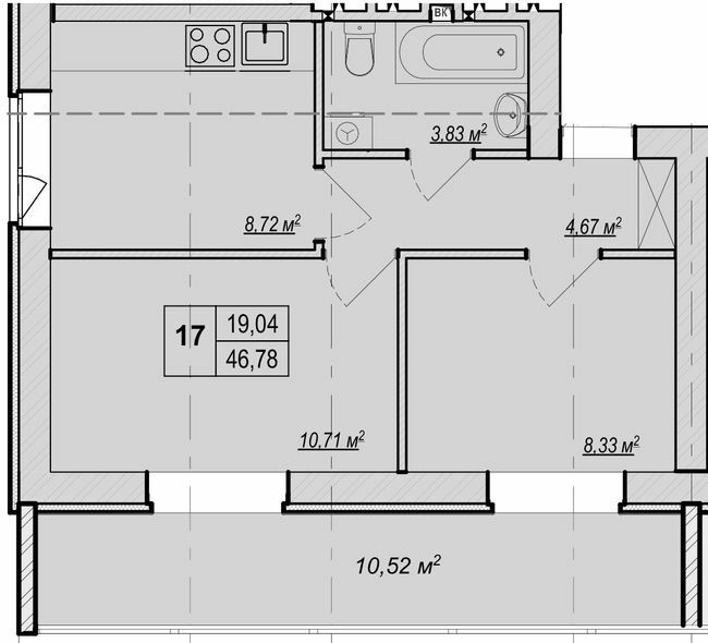 2-кімнатна 46.78 м² в ЖК Метро парк від 29 900 грн/м², Київ