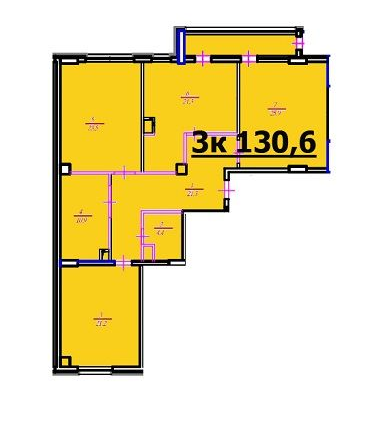 3-кімнатна 130.48 м² в ЖК Будинок у Сокольниках від 28 000 грн/м², Харків