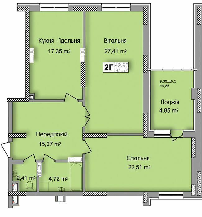 2-кімнатна 94.52 м² в ЖК по вул. Ю. Кондратюка від 20 700 грн/м², Київ