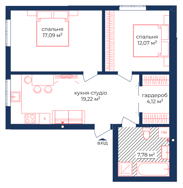 2-комнатная 60.28 м² в КД Liverpool House от 31 750 грн/м², Киев