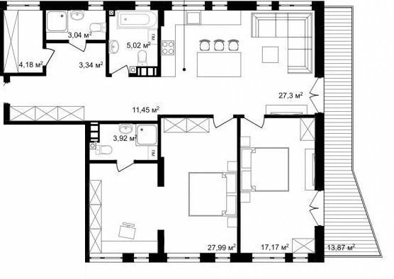 2-комнатная 107.57 м² в ЖК Struetinsky Residence от 84 250 грн/м², Киев