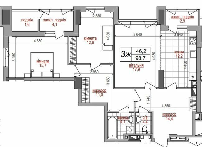 3-кімнатна 98.7 м² в ЖК West House від 42 000 грн/м², Київ