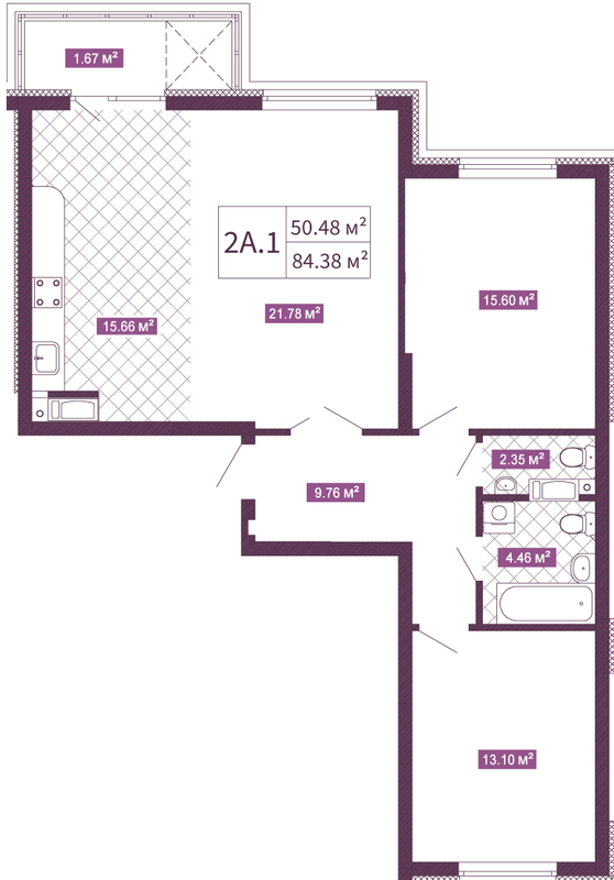 2-комнатная 84.5 м² в ЖК Голосеевский от 52 298 грн/м², Киев