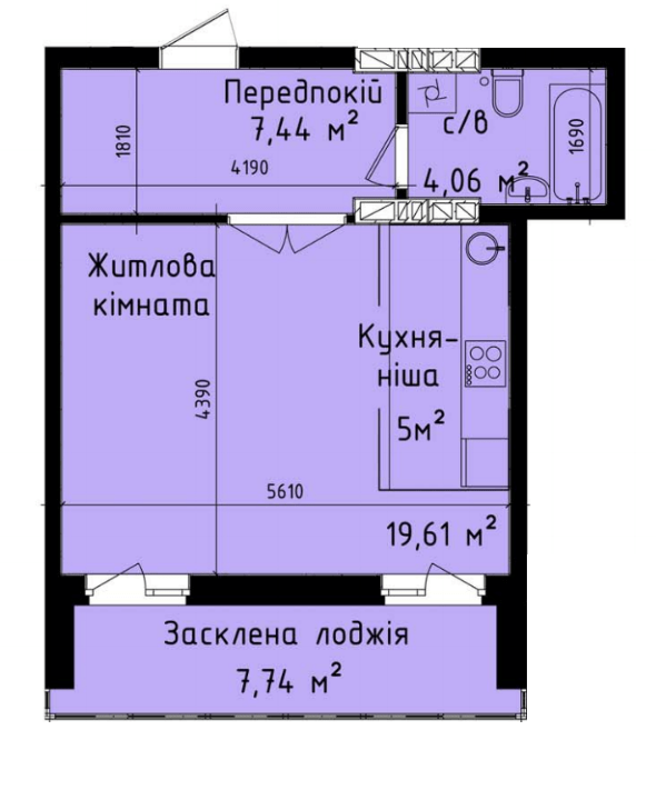 1-комнатная 43.85 м² в ЖК Днепровский от 30 500 грн/м², Киев