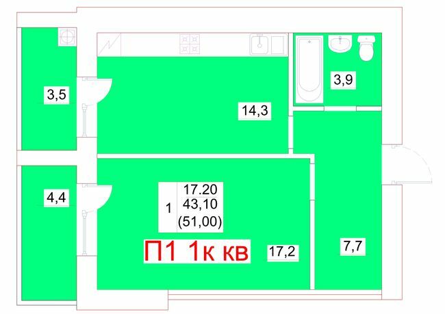 1-кімнатна 51 м² в ЖК Мрія від 19 950 грн/м², м. Біла Церква