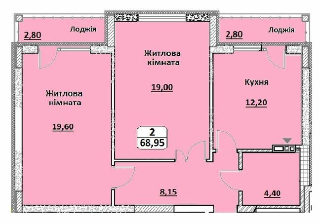2-комнатная 68.95 м² в КД Королева от 19 000 грн/м², г. Белая Церковь