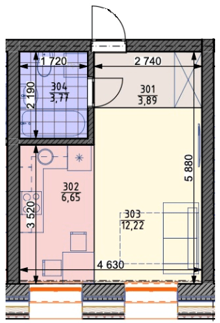 1-комнатная 26.53 м² в ЖК Home Smart House от 12 000 грн/м², г. Борисполь