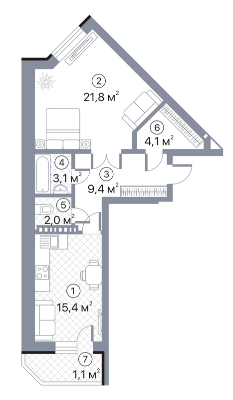 1-комнатная 56.9 м² в ЖК Киевский Шлях от 18 200 грн/м², г. Борисполь