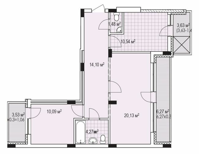2-кімнатна 64.21 м² в ЖК Лавандовий від 21 379 грн/м², м. Бровари