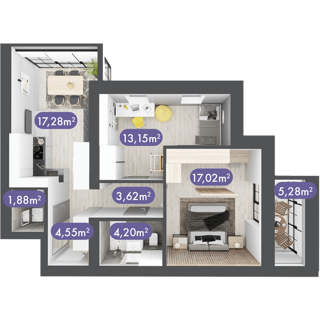 2-комнатная 66.98 м² в ЖК Desna Park Residence от 13 750 грн/м², с. Зазимье