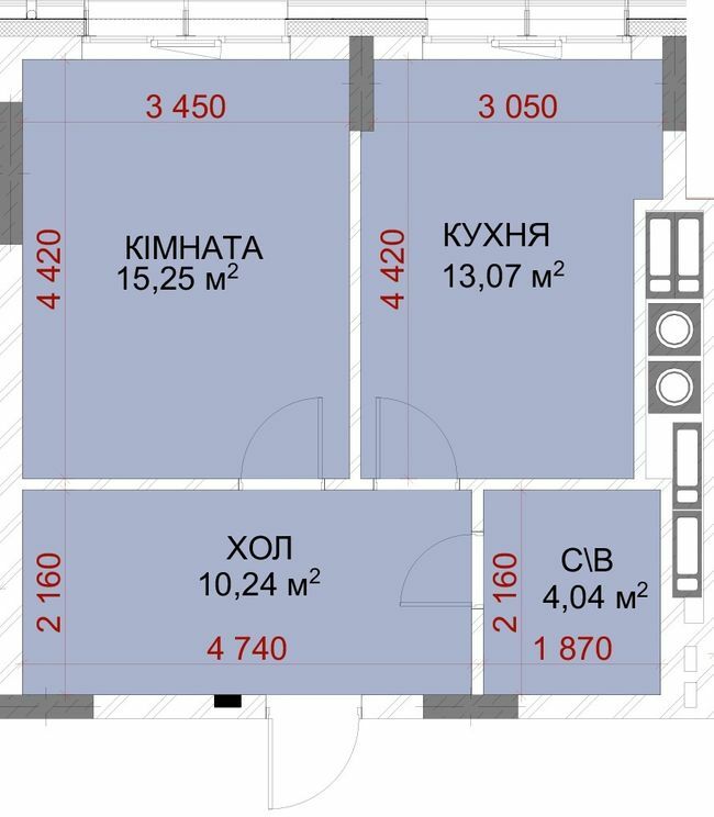 1-комнатная 42.6 м² в ЖК Riverside от 33 750 грн/м², с. Погребы
