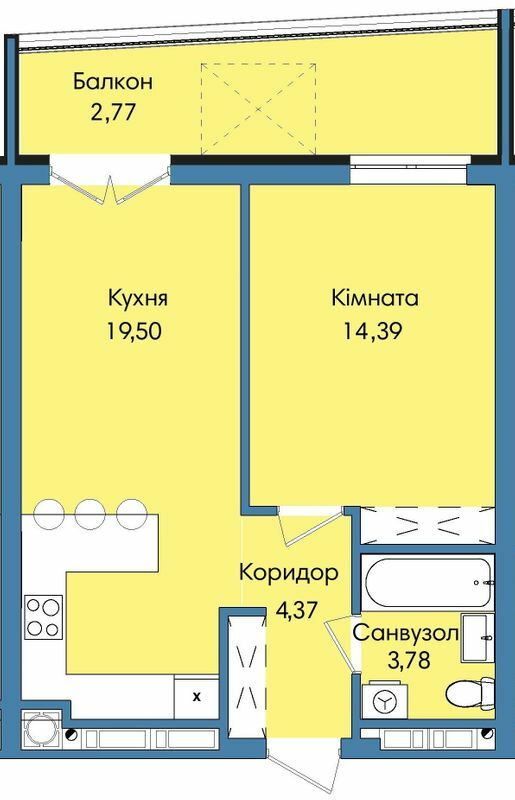 1-комнатная 44.81 м² в ЖК Washington City от 23 300 грн/м², Львов